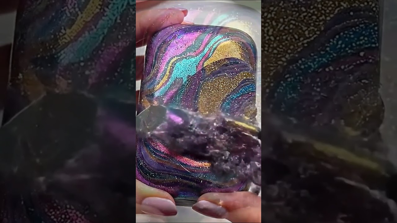 Satisfying Glistening Oil Slick Layers Soap Cutting ASMR
