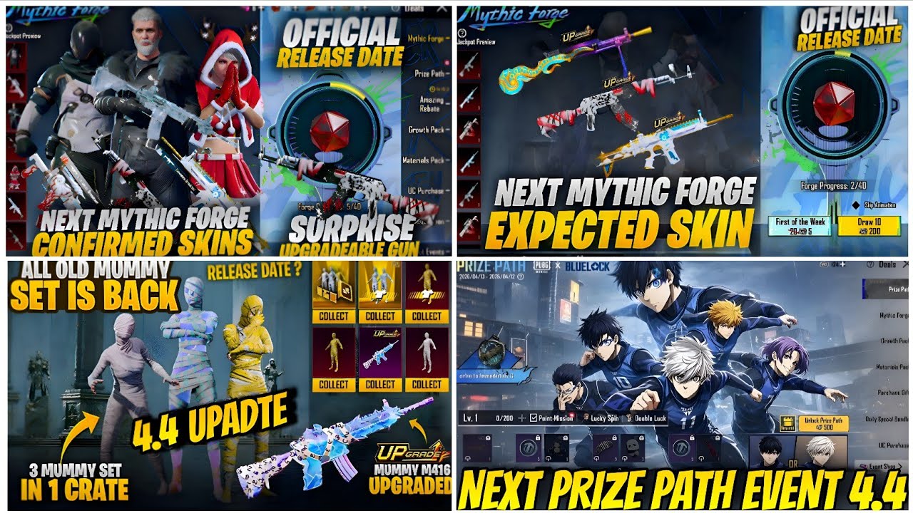 🔴NEXT MYTHIC FORGE BGMI 4.4😍| NEXT PRIZE PATH BGMI 4.4🔥| NEXT ULTIMATE SET BGMI😱| MUMMY SET RETURN?