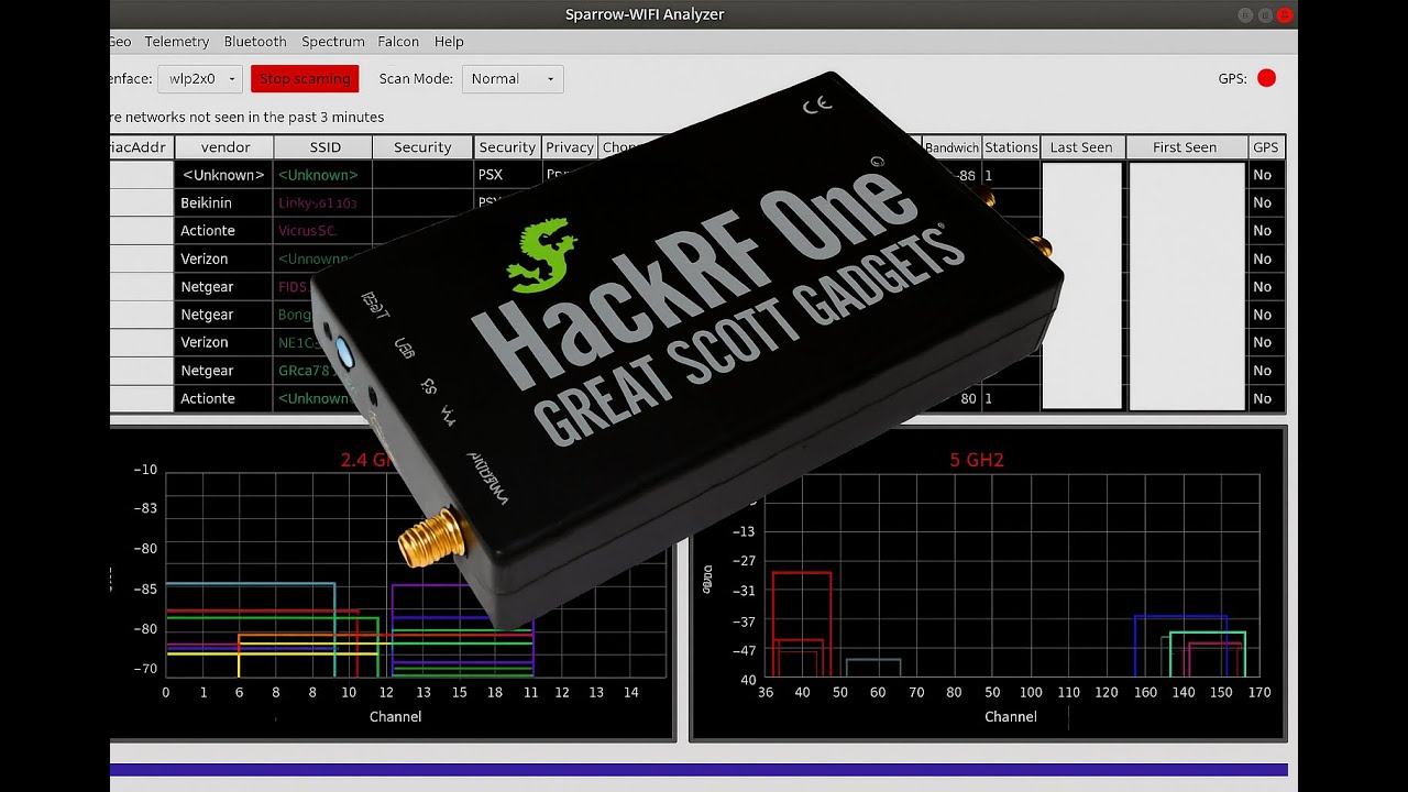 DragonOS Noble Fixing Sparrow-WiFi: SDR Spectrum, сканирование Wi-Fi/BT и активные эффекты в одно...