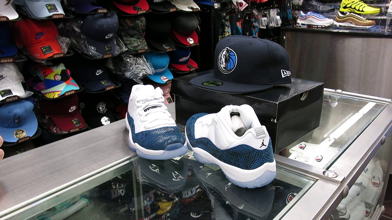 Nike Air Jordan 11 Low, Navy Snakeskin - at Street Gear, Hempstead NY