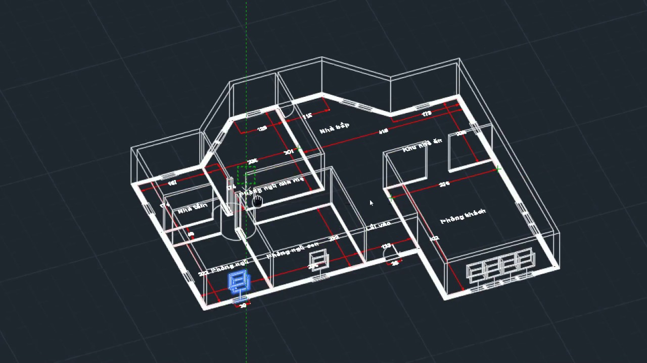 Bài tập Autocad 3D - 19/20 Vẽ ngôi nhà từ bản vẽ 2D