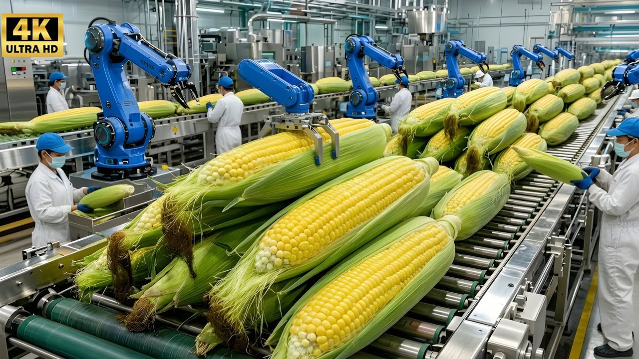 Inside the MEGA 1,000,000 LB Sweet Corn Factory &ndash; Hypnotic Corn Milk Extraction Process