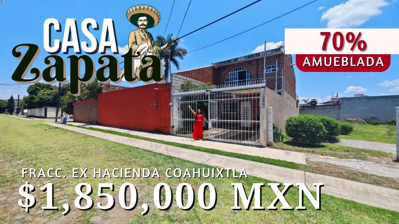 🏡CASA ZAPATA en VENTA😱 con muebles‼️ Fracc Ex Hacienda COAHUIXTLA, MORELOS📍