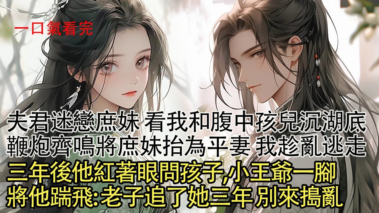 【一口氣看完】夫君迷戀庶妹 看我和腹中孩兒沉入湖底，一門心思與庶妹打情罵俏，鞭炮齊鳴將她抬為平妻 我趁亂跑走，三年後再遇他紅著眼問孩子呢，小王爺一腳將他踹飛，老子追了她三年 別來搗亂