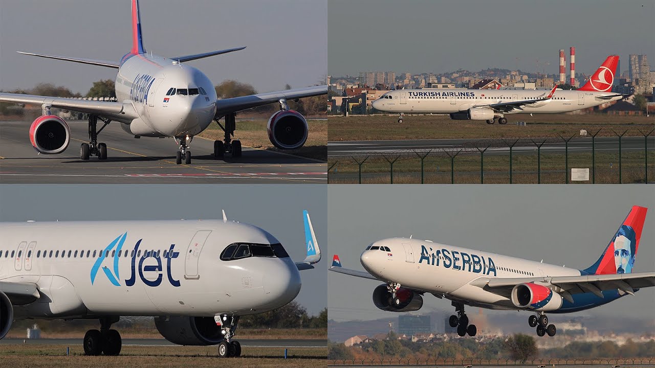 One plane spotting afternoon at Belgrade Airport under beautiful autumn sunlight (4K)