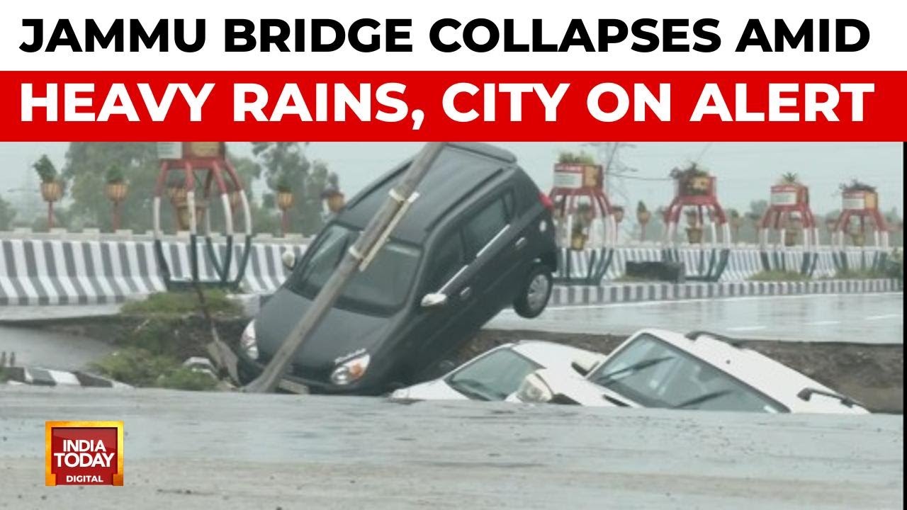 Jammu Floods: Key Bridge Over Tawi River Washed Away in Heavy Rains, Cars Stranded
