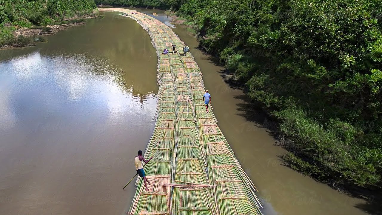 Bangladesh Cheapest Way to Transport Tons of Bamboo to Market