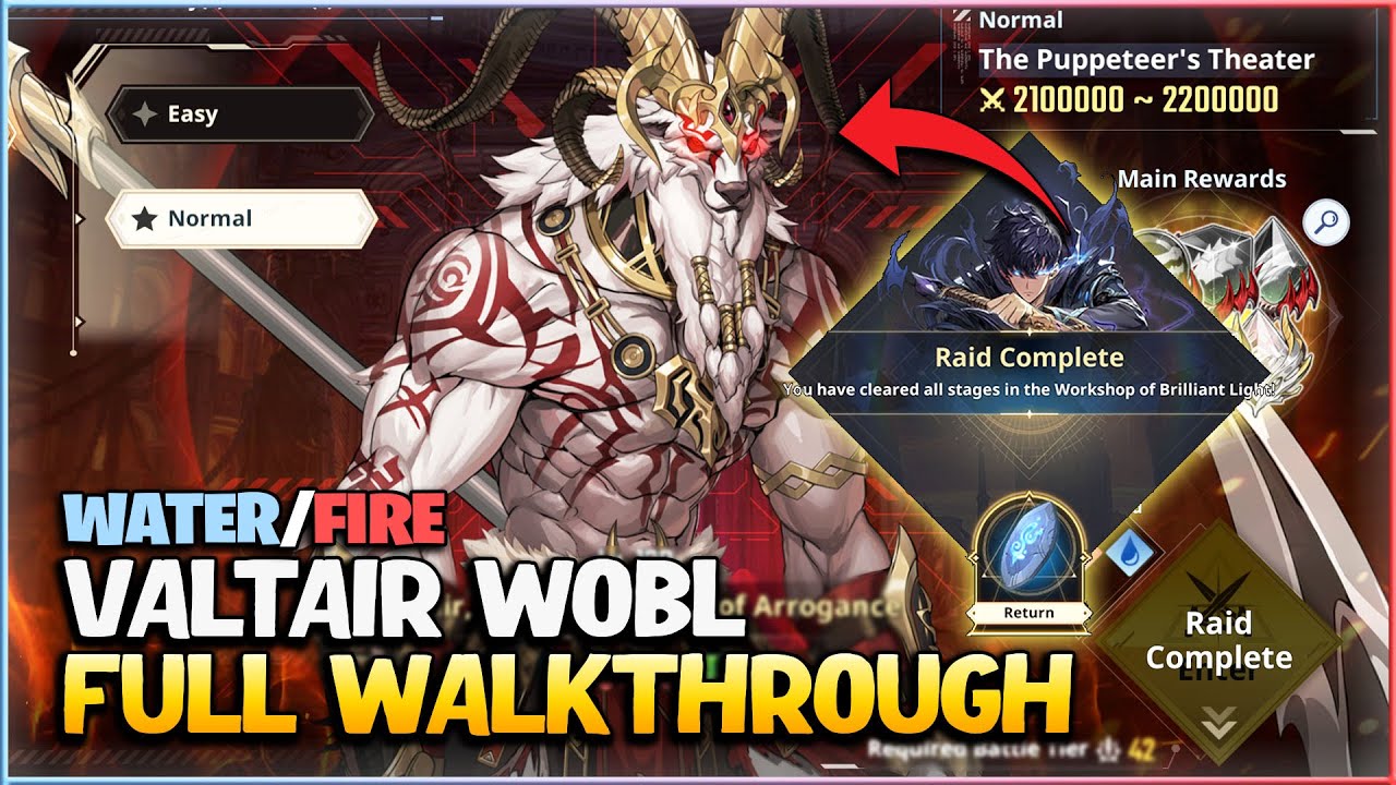 [Normal] Valtair WoBL Full Walkthrough - No Blessings | Water and Fire Setup | Solo Leveling: ARISE