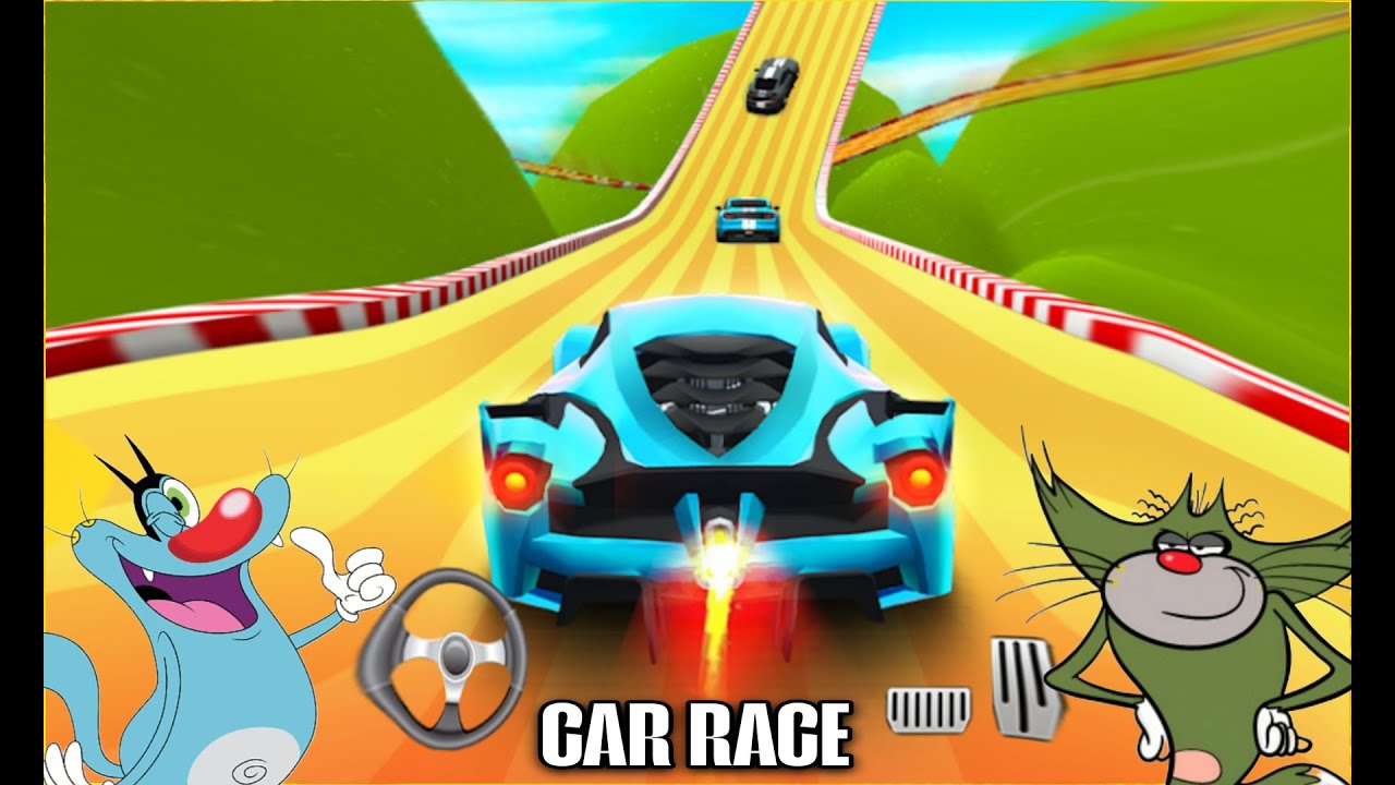 Oggy Becomes Racer in Car Race Game | WIth Jack | Oggy Game