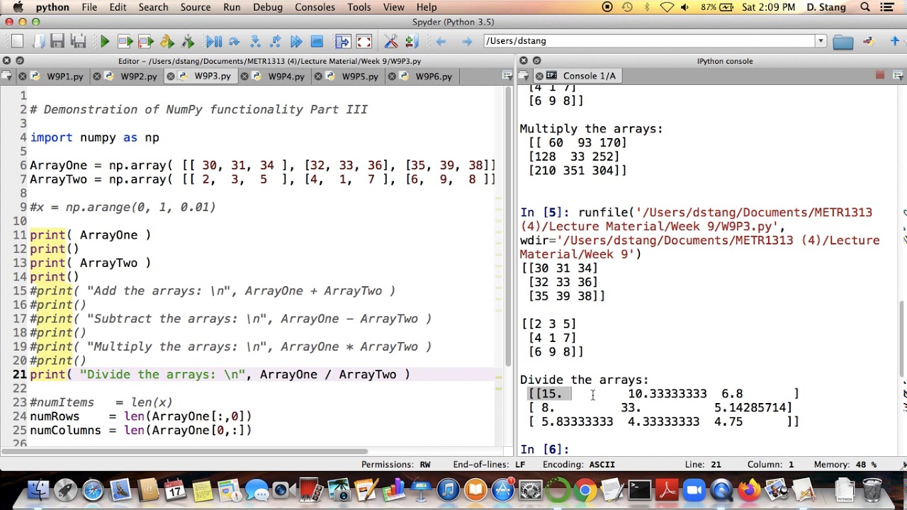 METR1313 - Week 9 - Segment 4: Arithmetic Between Arrays and Other Tidbits