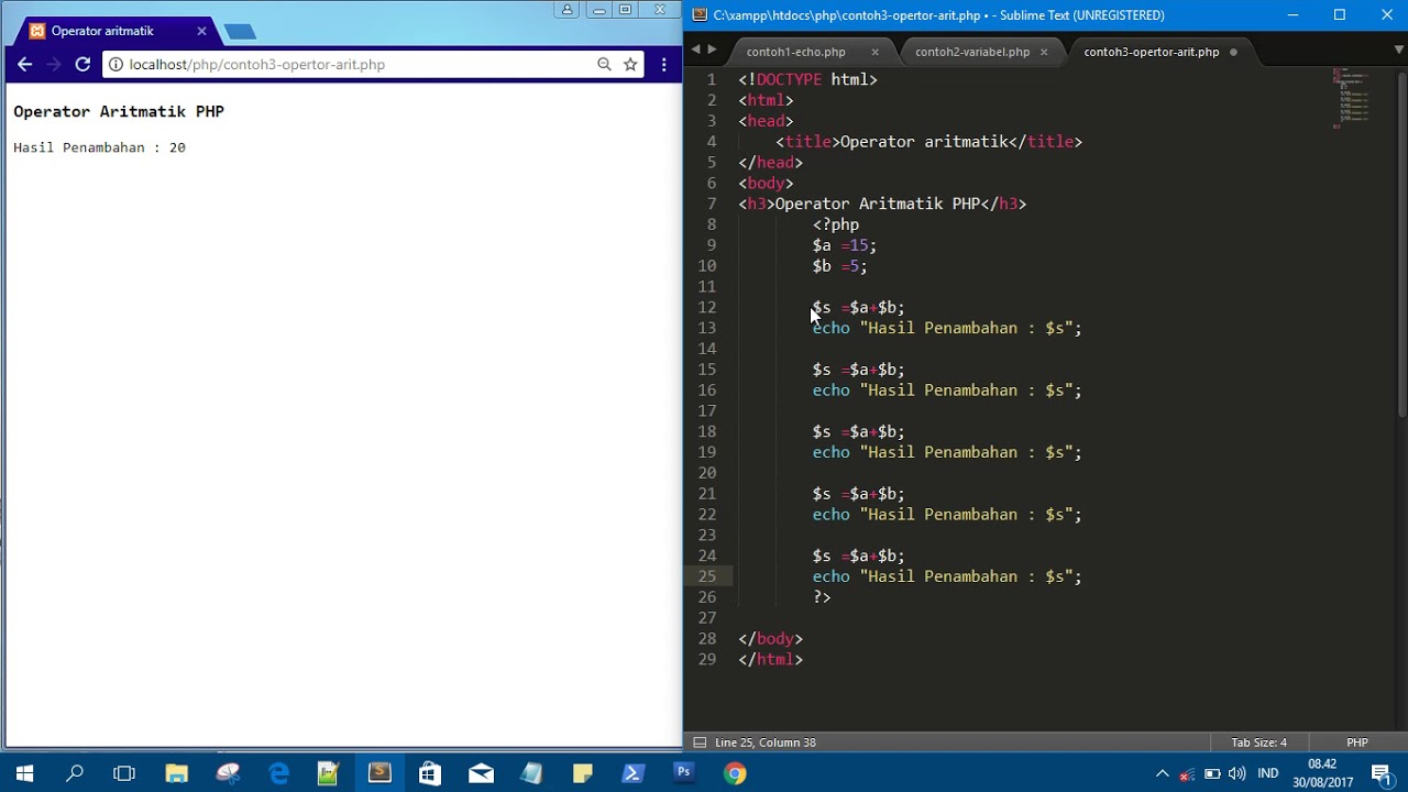 3. Tutorial Pemrograman WEB-PHP_  Operator aritmatik