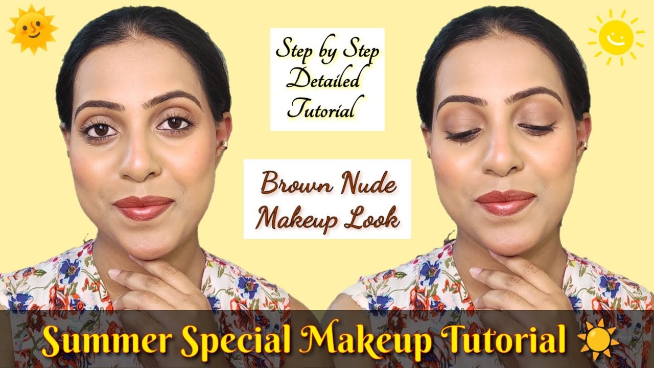 Step by step Summer Special Makeup Tutorial with Skin-Prep ☀️ | Brown Nude Makeup | The Glamm Diva ✨