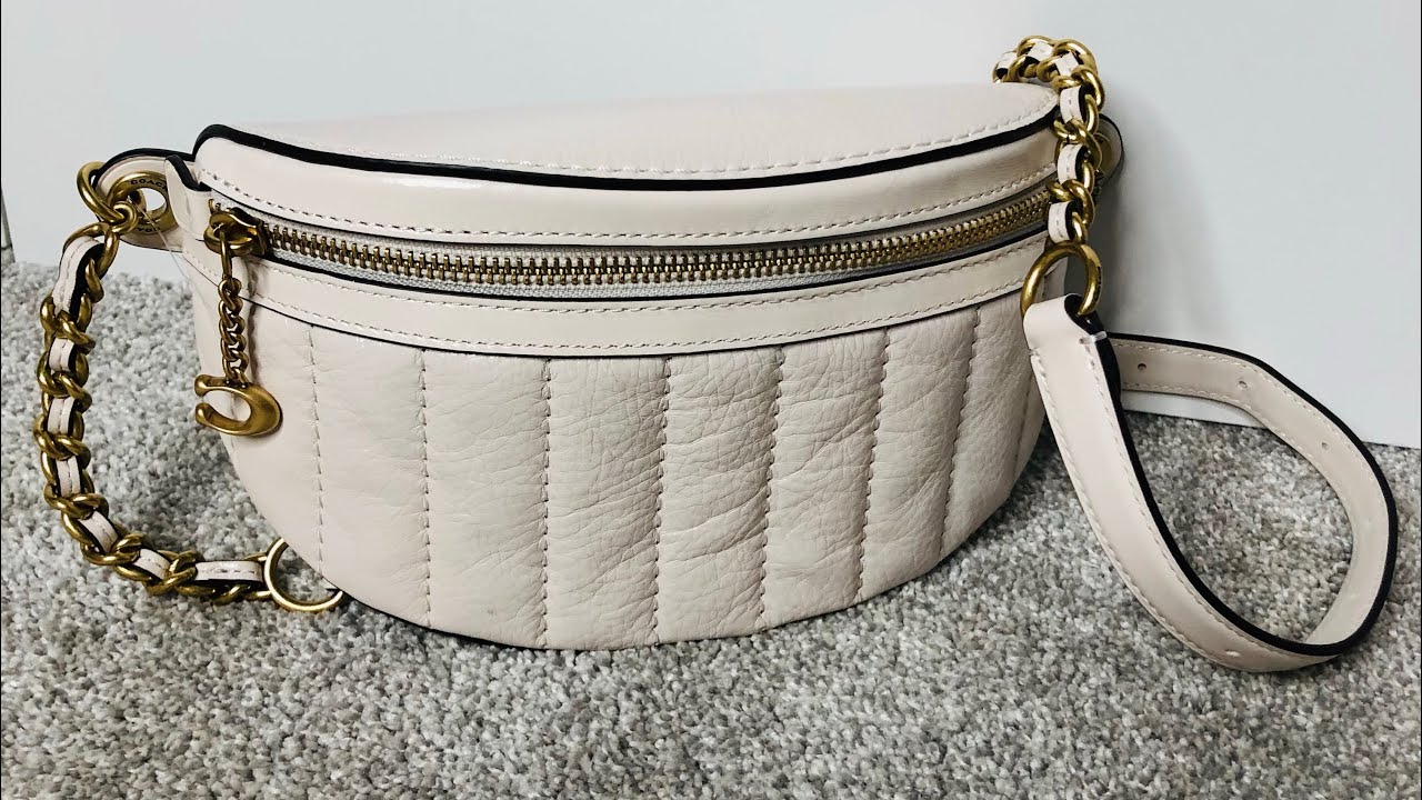 COACH Chain Belt Bag with Quilting in Chalk #coach #coachoutlet #unboxing #unboxingvideo #beltbag