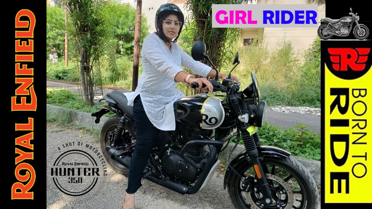 GIRL RIDING BIKE HUNTER 350 | Short Height No Problem Royal Enfield Hunter 350 #girlridingbike