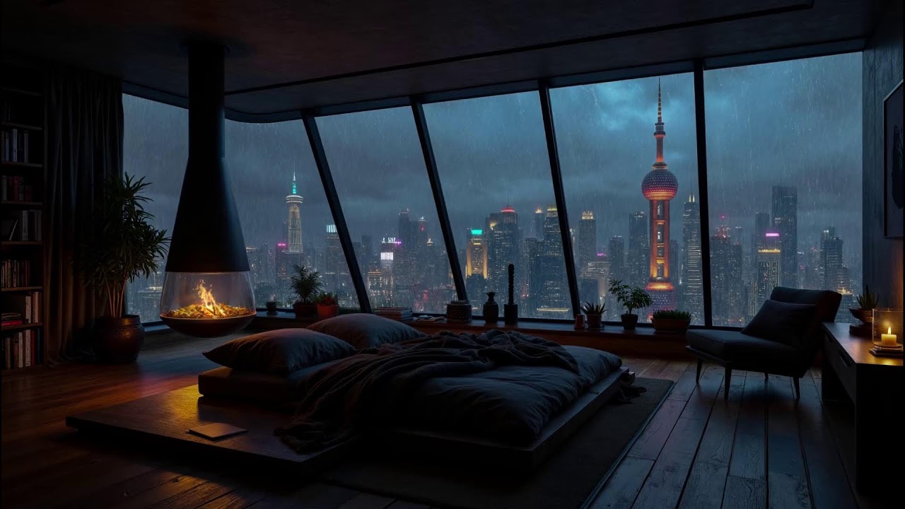 Sleep Fast to Rain Sounds At Paris City🌧️ Crackling Fire & Rain On Window For Relaxation, Unwind