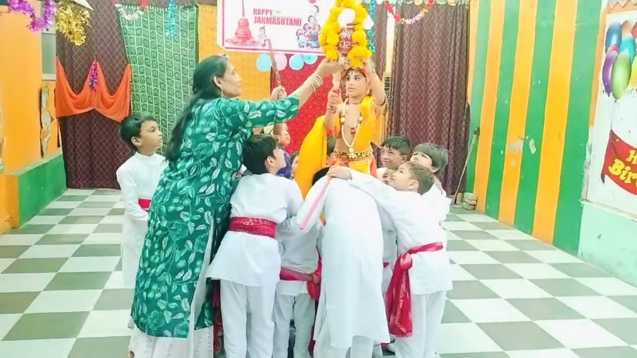 Dahi handi celebration at Golden Step School, Mehsana