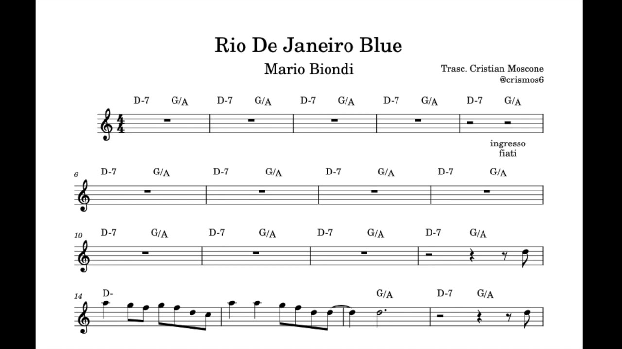 Rio De Janeiro Blue Mario Biondi - trascription by 