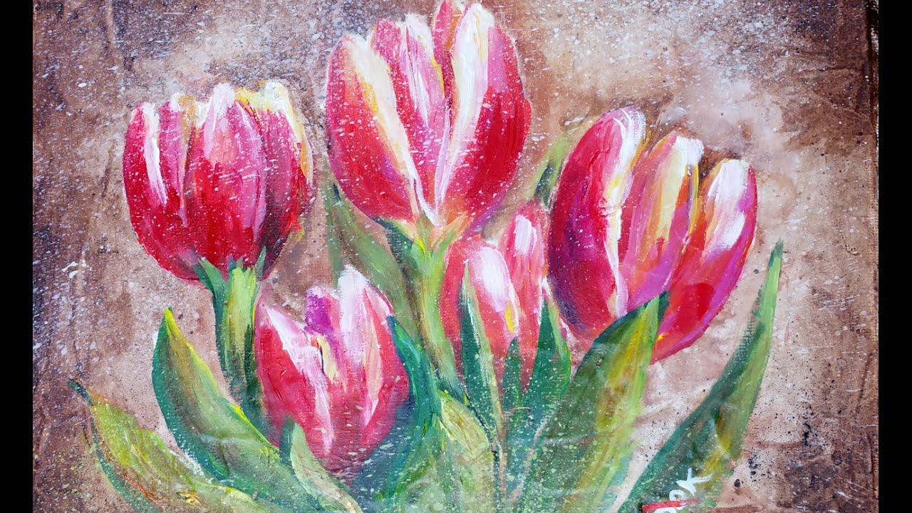 How to Paint Tulips on a Absorbent Ground with Acrylic Paints by Ginger Cook