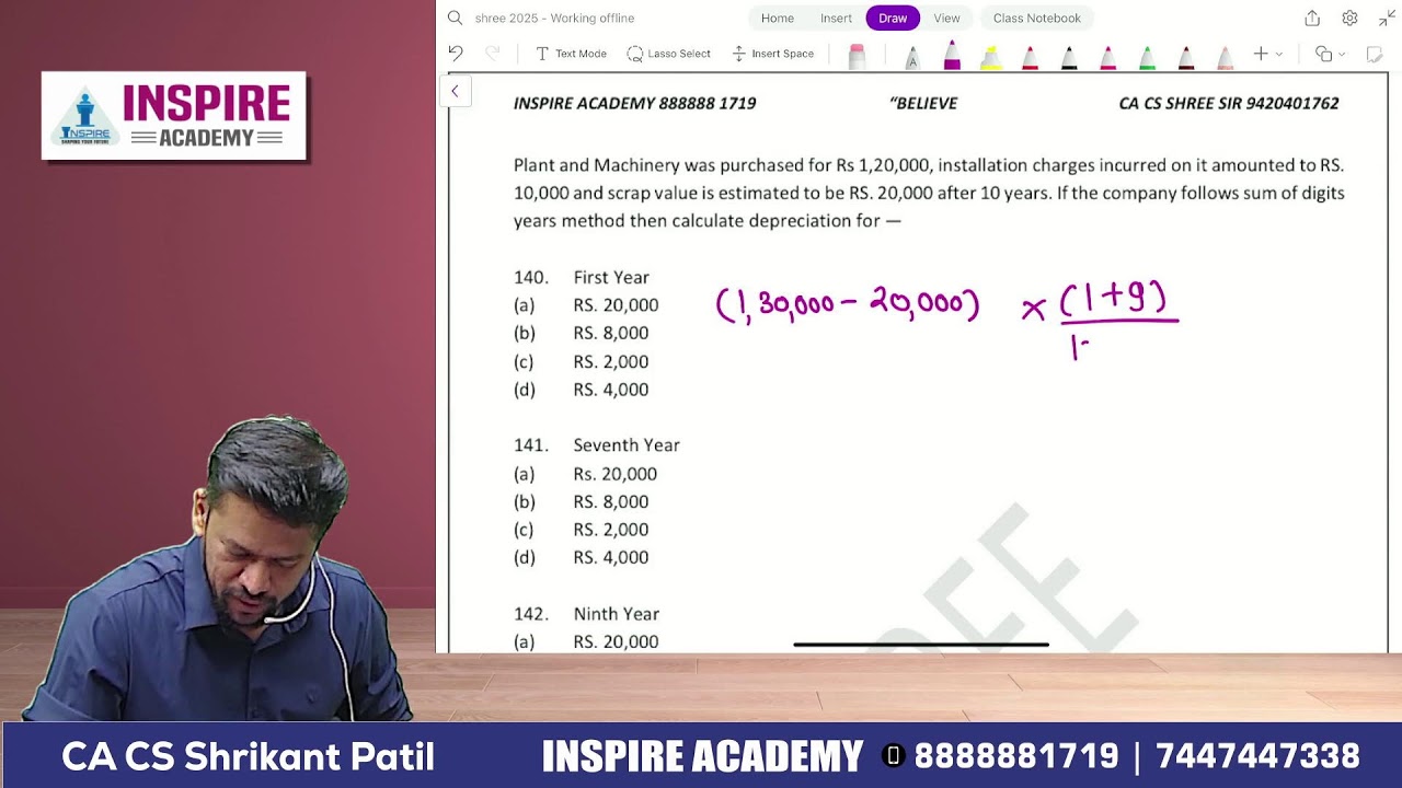 CMA Foundation Depreciation lecture 4 | For June 26 Attempt | CA CS Shrikant Patil #cmafoundation