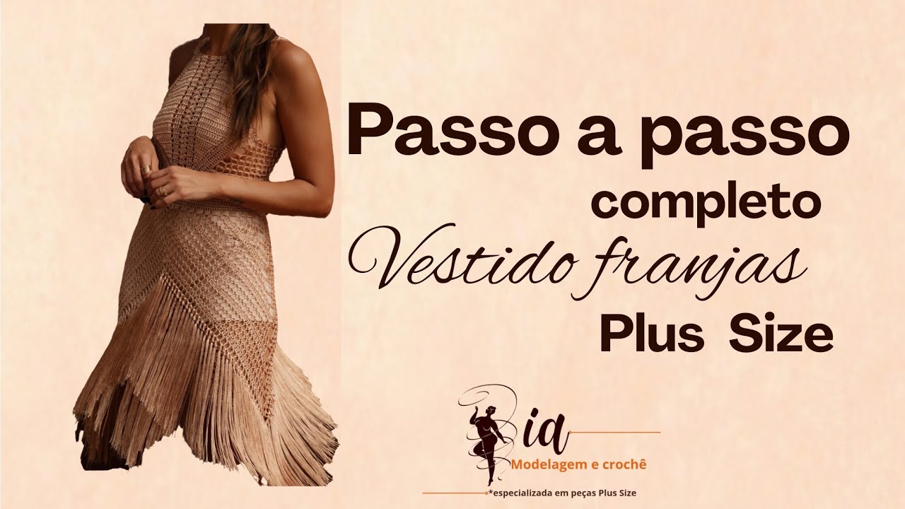 Vestido de Crochê Franjas. Tutorial COMPLETO facil iniciantes plus size. 