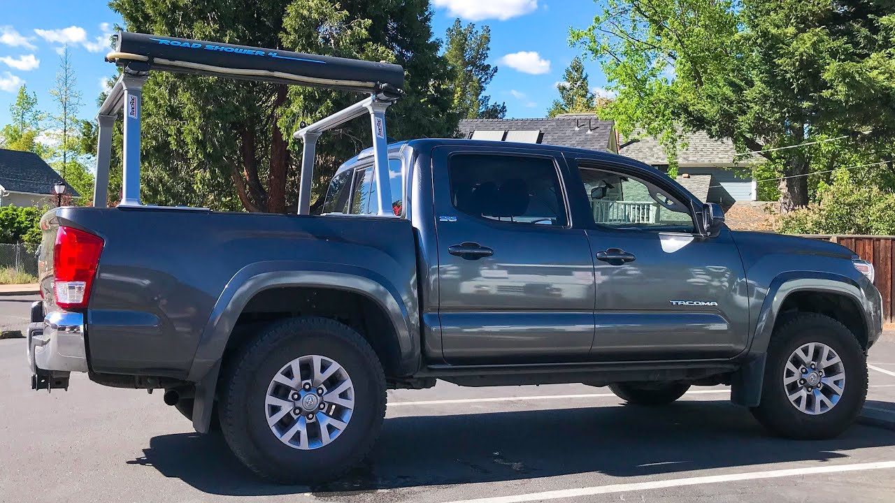 2017 Toyota Tacoma + DECKED Drawers + TracRac RacOne + Thule XK4 Adapters + Road Shower