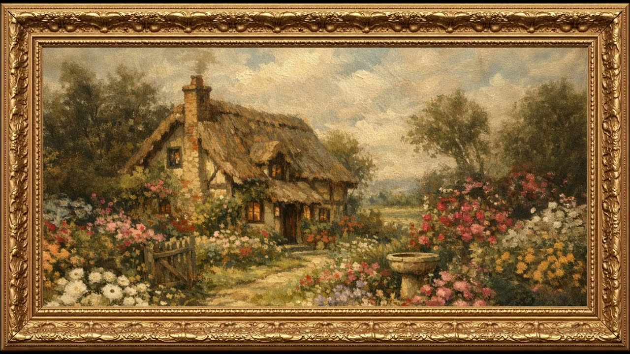 The Secret Cottage Floral Garden | Relaxing Countryside Ambience | Framed Art TV Screensaver