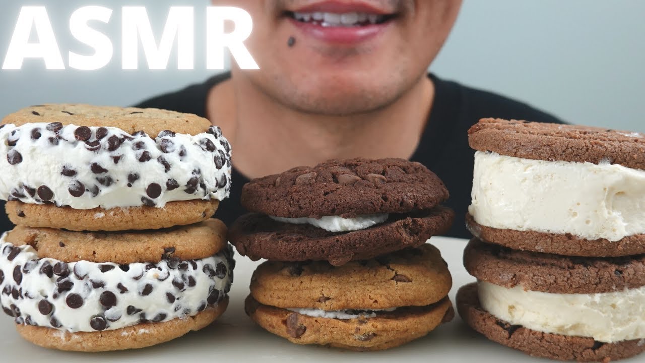 ASMR | Chocolate Chip + Peanut Butter Double Chocolate Ice Cream Sandwich | The Hangry Mole