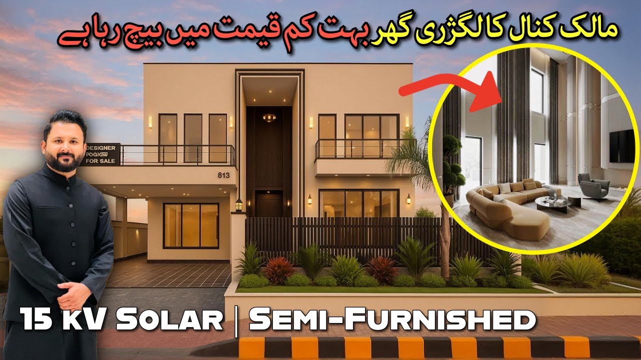 1 Kanal Designer Luxury House in Bahria Town | 15kV Solar | Semi Furnished | Best Price!