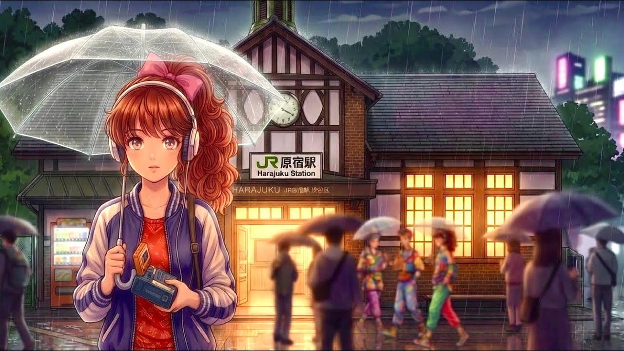Harajuku Rain ☂️ Neon | TOKYO Drive Night | 80s Japanese City Pop