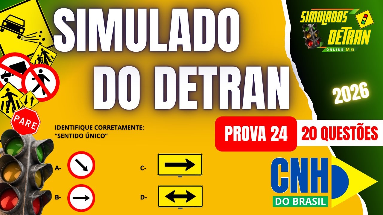 SIMULADO DO DETRAN 2026 - Novo EXAME PARA PROVA  - PROVA 24 #simuladodetran2026  #detran2026 ✅