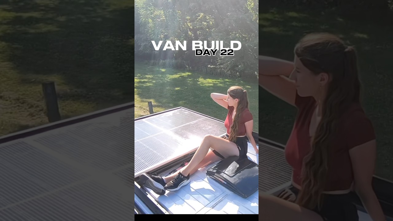 Installing 500W of Solar Panels on a Camper Van Roof! Van Build Series Day 22 #VanBuild #SolarPanels