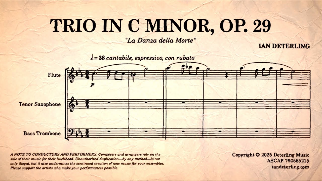 Flute, Tenor Saxophone, and Bass Trombone Trio in C Minor, Op. 29 
