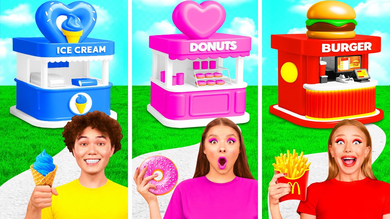 Домики Одного Цвета Сладости vs Шоколад vs Фастфуд | Война Пранков от GoFun Challenge