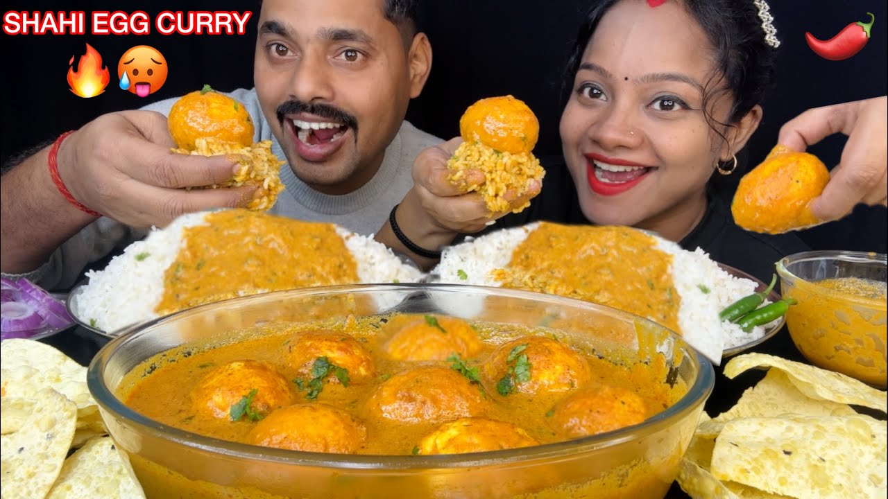 Shahi Egg Curry With Rice Eating 😋👌