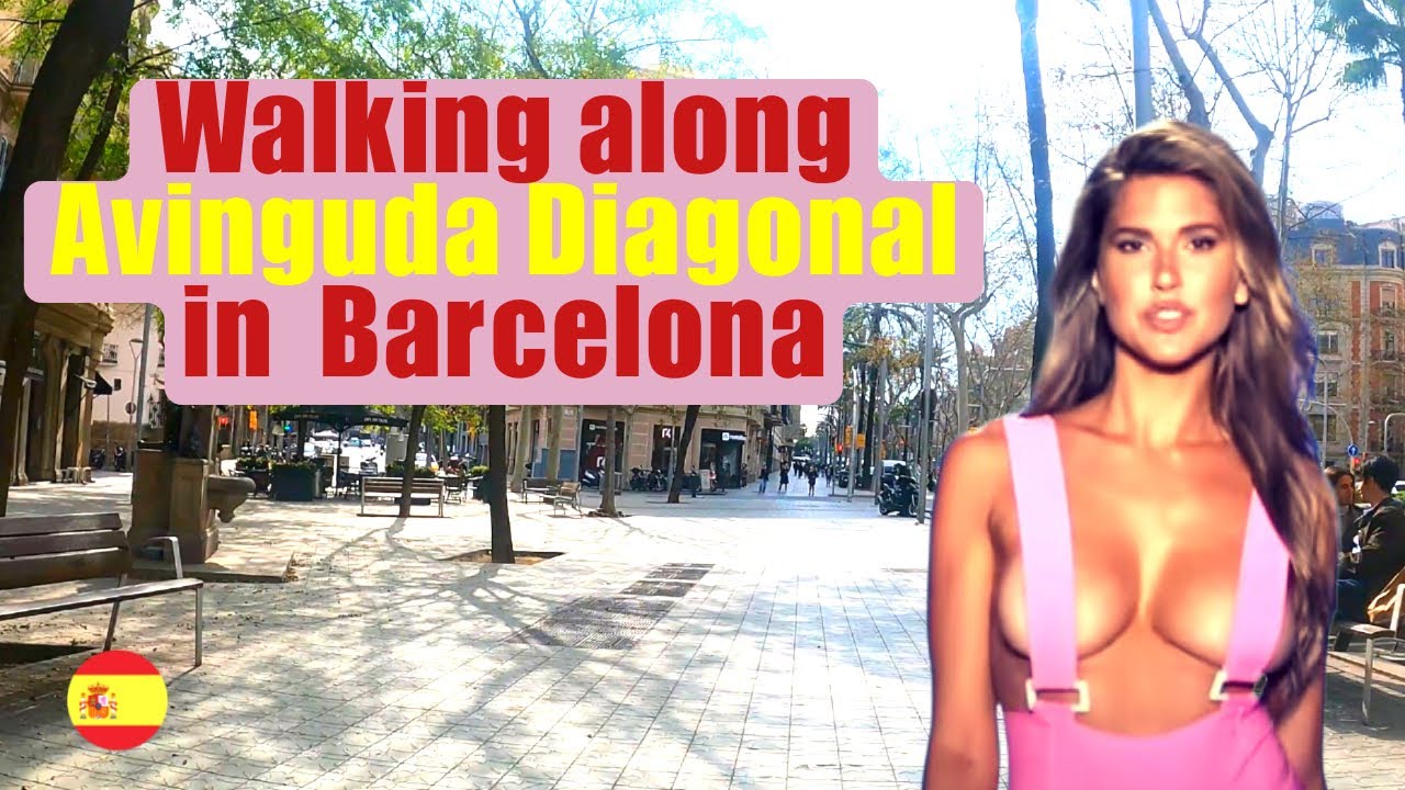 Walking along Avinguda Diagonal in  Barcelona
