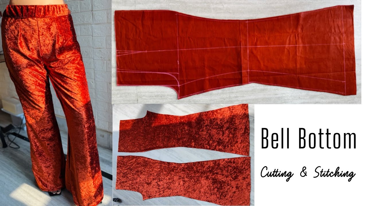 Velvet Bell Bottom Cutting & Stitching | Step by Step Easy Tutorial | Made By Nikii