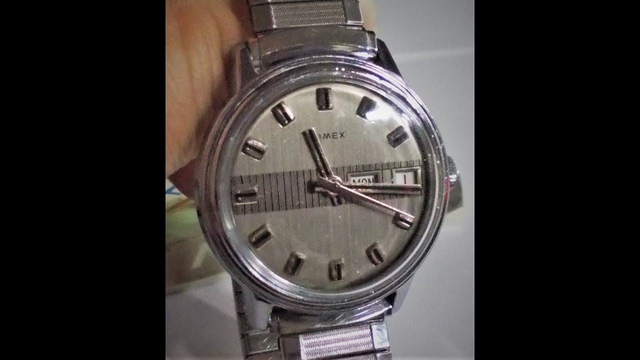How to set Day Date Timex Mechanical Men's Watch wind-up Mercury Marlin time calendar vintage