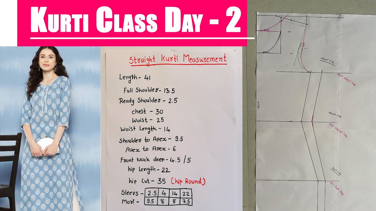 Kurti Class Day -2 | Straight Kurti Drafting | Kurti Class | Kurti Banana Sikhe | Easy Kurti Cutting