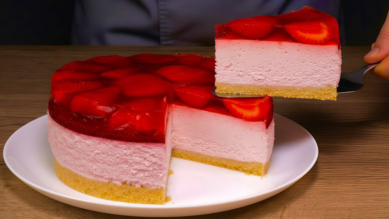 Почему я РАНЬШЕ этого не пробовала? Самый вкусный клубничный чизкейк! Никаких яиц и выпечки!