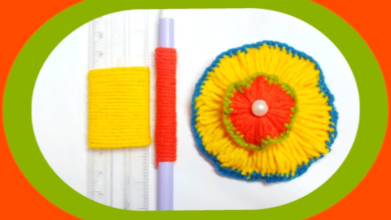 It's so Cute 🌸💐Superb Woolen Flower Making Trick with Scale - Hand Embroidery Amazing Flowers
