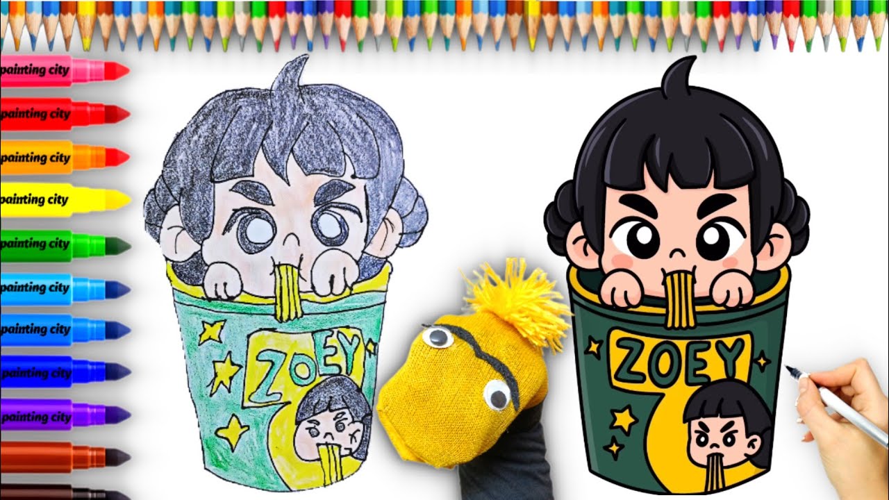 How To Draw Zoey Eating Ramyeon | KPop –Demon Hunters | Comparing My Paintings with Mochul