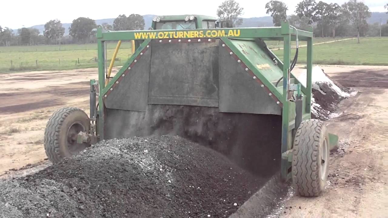 Mixing ingredients with a compost turner