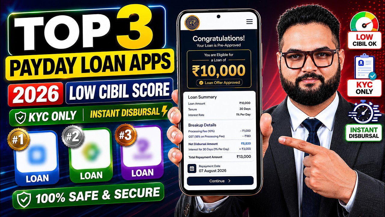 Top 3 Payday Loan Apps For Low CIBIL Score | New Best Loan App 2026 | Low CIBIL Score Instant Loan