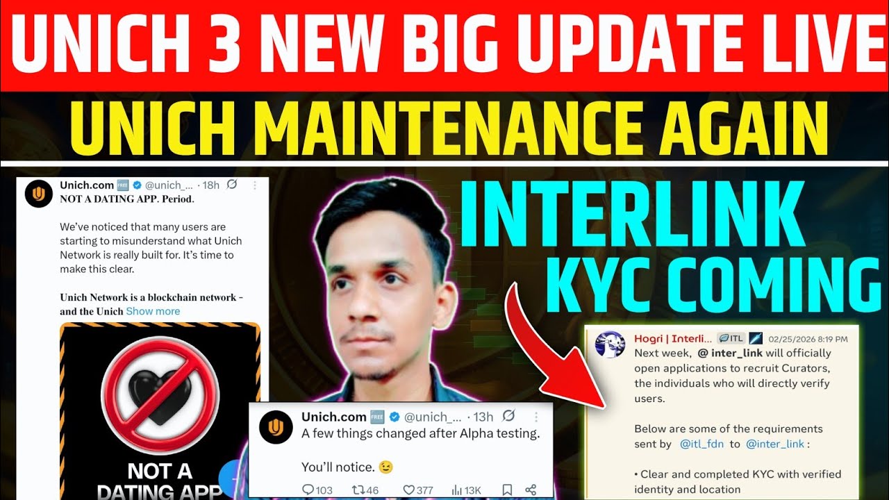 UNICH NETWORK NEW UPDATE 📌 UNICH AIRDROP LISTING TGE UPDATE 🔥INTERLINK NETWORK KYC VERIFICATION LIVE
