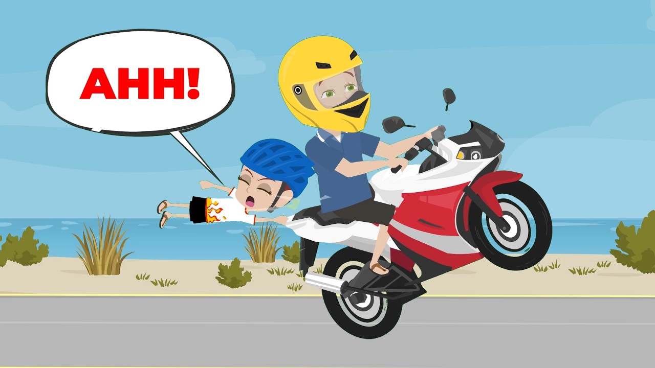 Eine turbulente Erfahrung von Amy und dem Motorrad mit ihrem Vater | Deutsch lernen | Hallo Amy