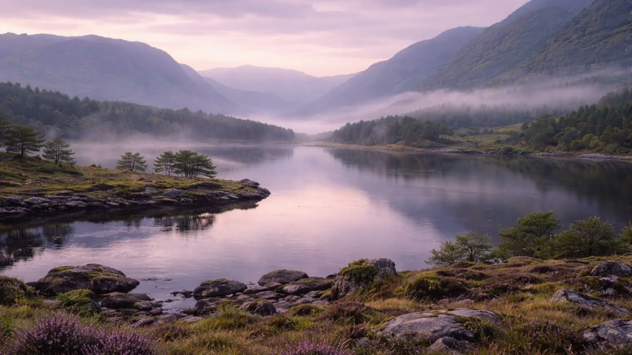 Misty Morning over a Highland Loch | Calm Scottish Folk | Highland Memories