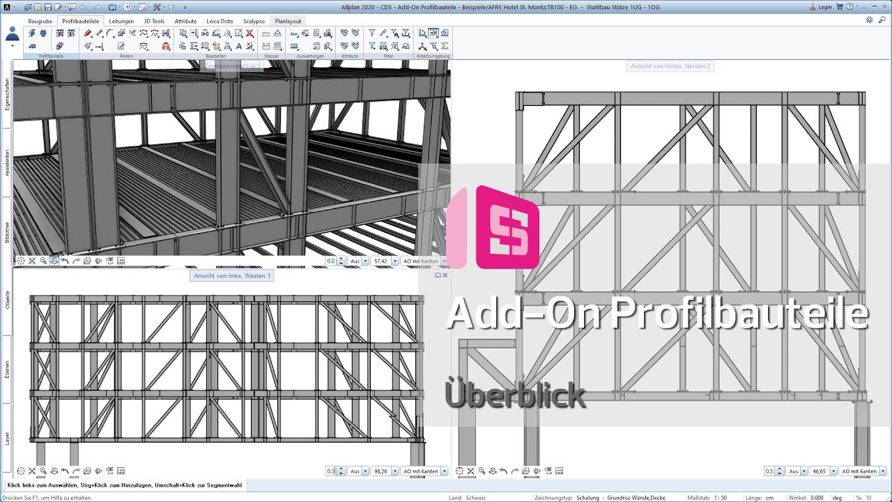 ALLPLAN Add-On Profilbauteile | Stahlbau - Verbindungen - Profilbleche - Sandwichelemente