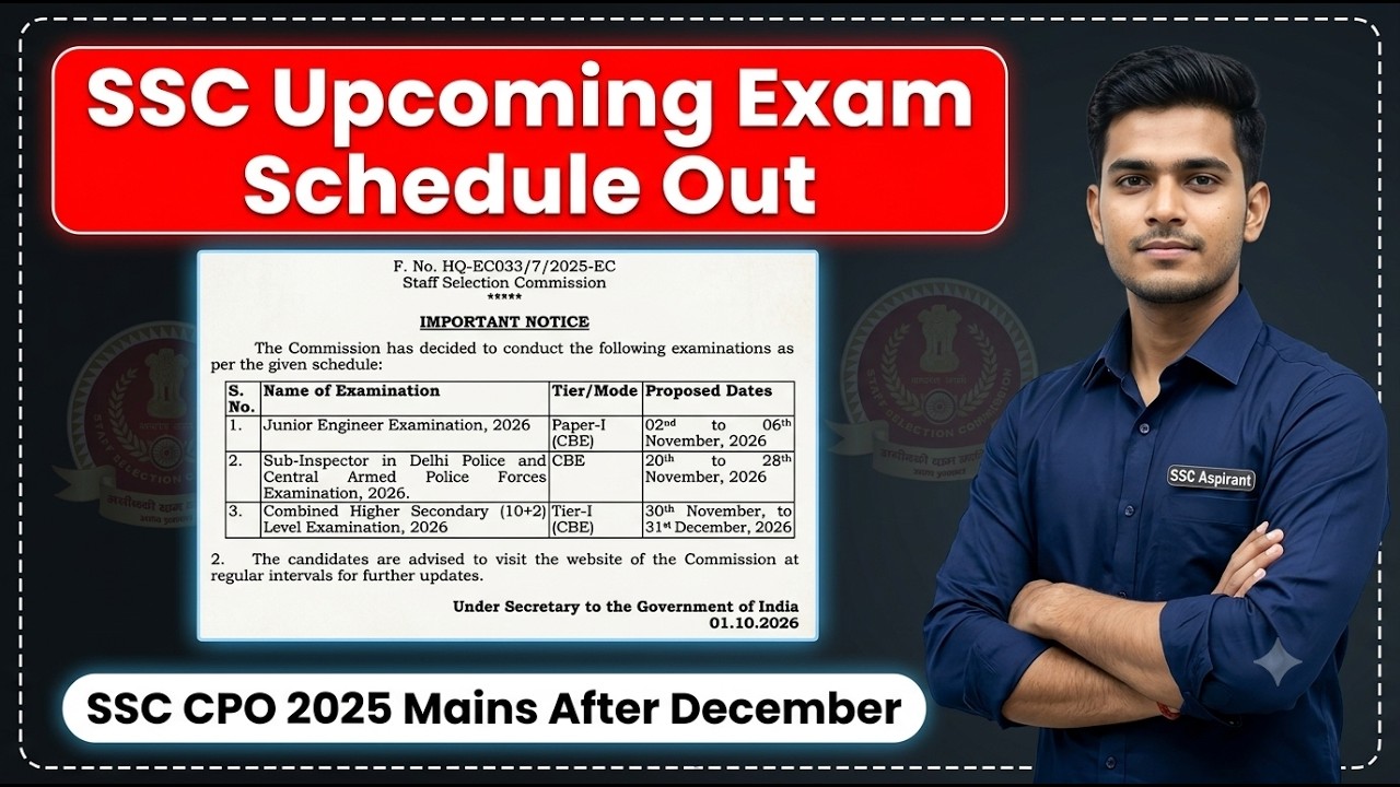 SSC Exam Schedule 2026 Out 🔥CPO 2026 & CHSL Exam Date | SSC CPO 2025 Mains After December?