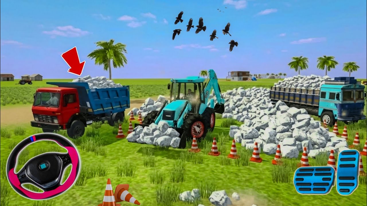 🔴Drive JCB and Uploading 🪨🏗Stone From Dumper🌋 Truck in Game #truck #jcb #tractor #dumper #games