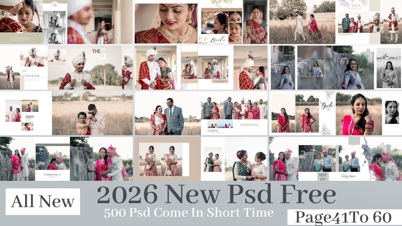 2026 New Wedding Album Psd Free Download.Page 41To 60.